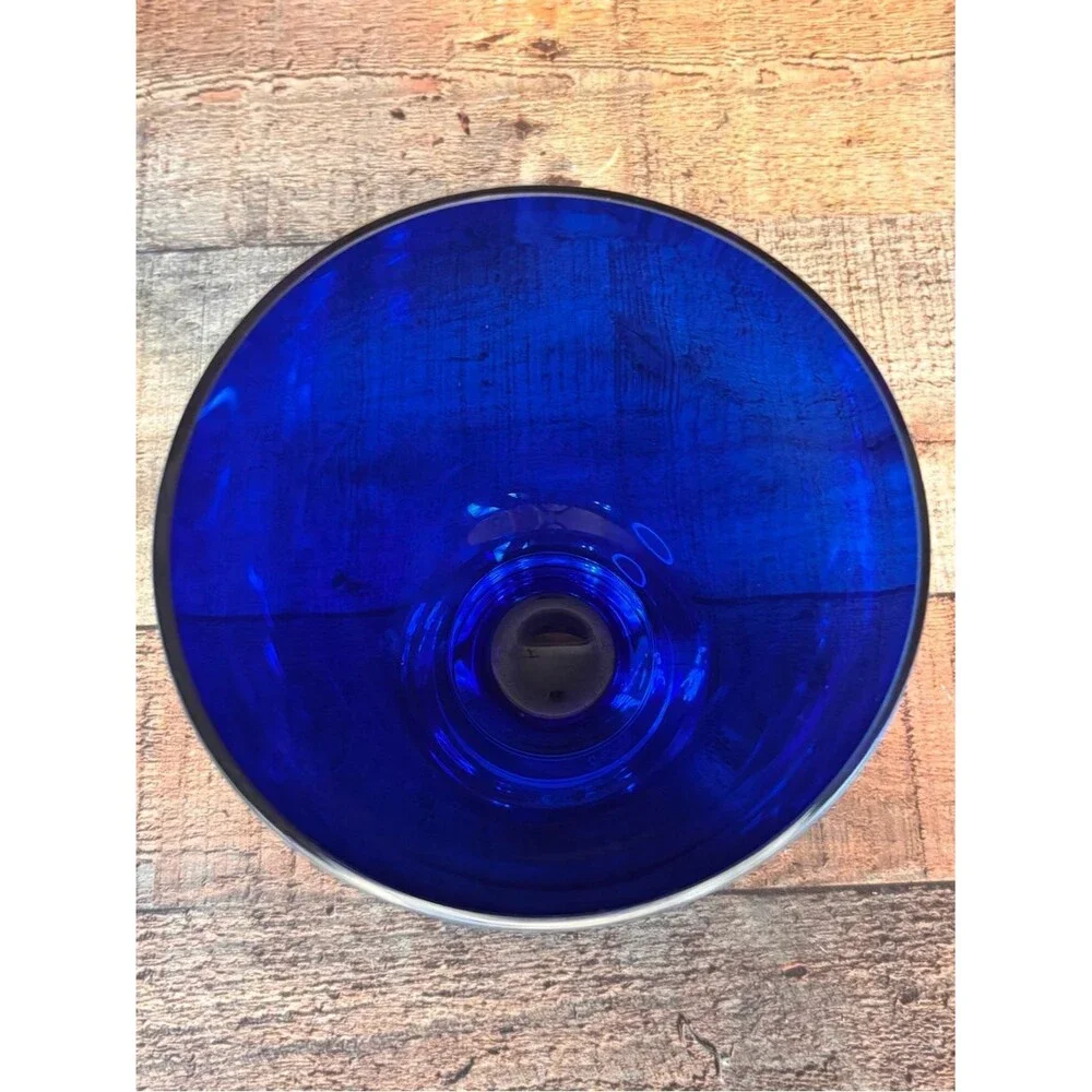 Crate & Barrel Cobalt Blue Glass Candy Jar With Lid Made In Poland Home Decor